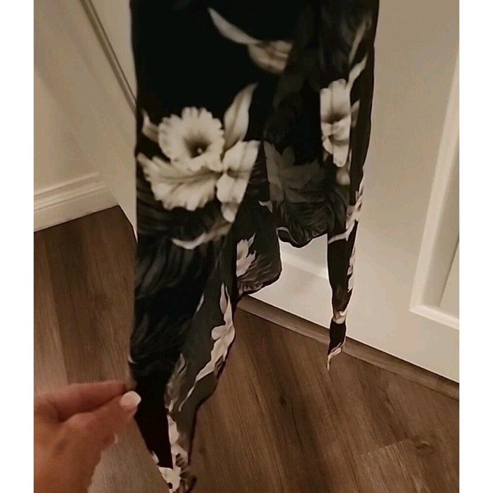 NWT Milson By Ky's Hawaiian Dress Med Maxi Floral Black White Sleevless USA Made - Picture 4 of 8